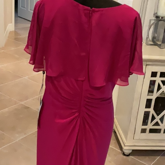 Adrianna Papell jersey and chiffon sheath dress, ruffle, ruched back, 14, NWT - Picture 6 of 7